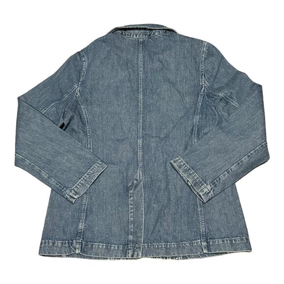 NWT Gap Blue Indigo Denim Blazer one button closing size medium - Picture 10 of 13